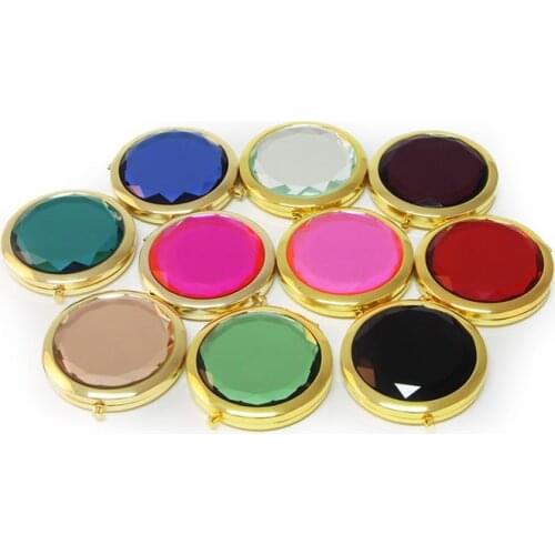 VANTAS Gold Pocket Mirror Crystal Diamond Handbag Compact Mirror Makeup Cosmetic Magnifying Mirror 18023S-2