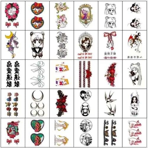 30PCS Colorful Beauty Fake Tattoo Stickers For Women Girls Arm Wirst Flash Decal Water Transfer Temporary Tattos Men lady Tatoos