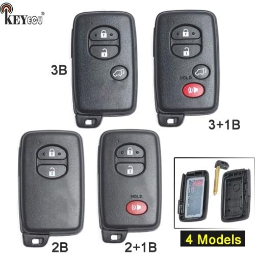 KEYECU 10x for Toyota Prius Land Cruiser Replacement Remote Car Key Shell Case Fob 2/3/2+1/3+1Button With Blade HYQ14AAB Black