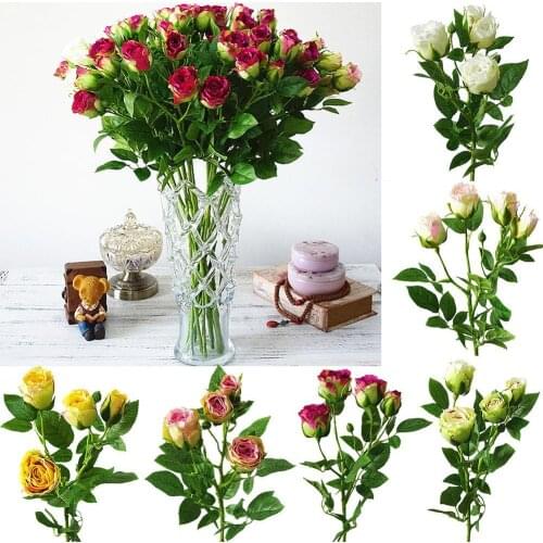 1Pc 4 Heads Artificial Flower Rose European Style Silk Fake Flowers For Garden DIY Stage Party Wedding Holiday Craft Decoration