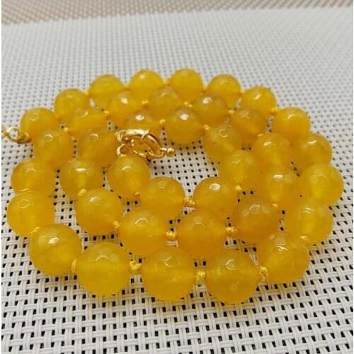 10mm Natural African South Yellow Topaz 128 Faceted Beads Necklace AAA