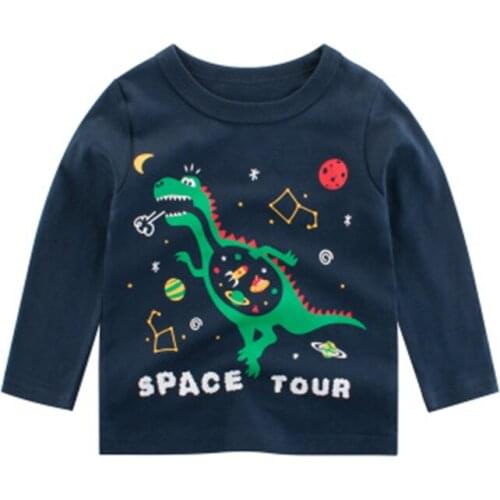 19th Autumn ChildrenS Baby Bottoming Shirt Korean BoyS Long Sleeve T-Shirt Little Dinosaur Cartoon Pattern T-Shirt Long Sleeve