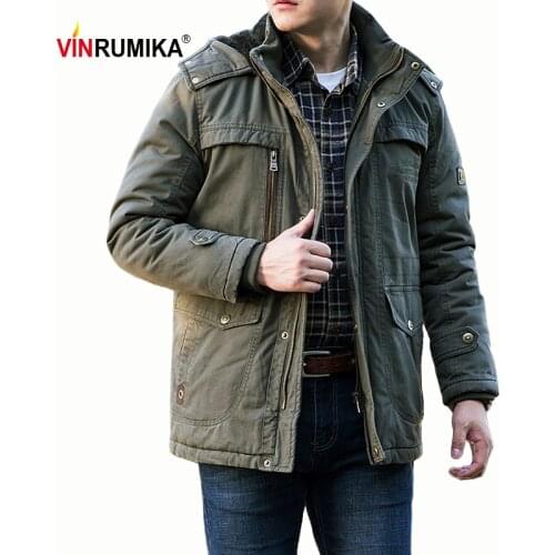 2020 Winter Mens Thick Fleece Military Casual Style Khaki Jacket Coat Man 100% Cotton Black Blue Thicken Jackets Coats 4XL 5XL