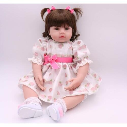 24'' Dollhouse Baby Girl Doll 61cm Silicone Reborn Realista Dolls Lovely Kids Playmate Soft Body Boneca Reborn Toys For Children