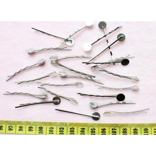 400pcs- 42mm Silver Tone lead and nickle free Bobby Pin Hair Sticks with 7mm Pad wholesale