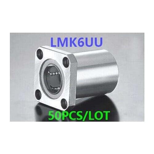 50PCS/LOT LMK6UU flange type linear ball bearings,square flange linear bearing flanged linear ball bearing CNC router/3D print