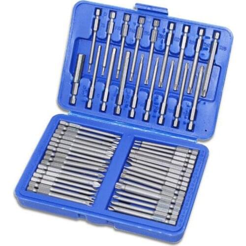 High quality 50pcs 75mm Security Screwdriver Bits Extra Long Reach Bit Set Torx Star Hex Spline Slotted Phillips Hand Tools Set