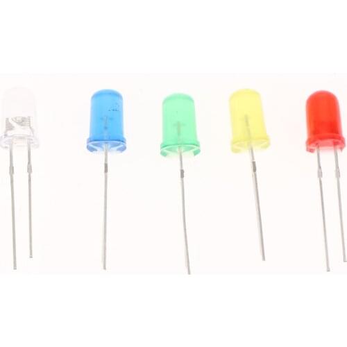 500PCS 5mm LED Red Yellow Green Blue White LED Diode 5 Mixed Colors + Box