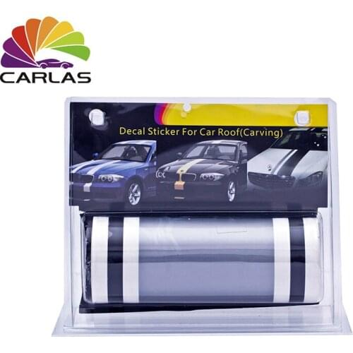 Free Shipping 15cm*450cm/ 20cm*450cm PVC Vinyl Hood Sticker Racing Top Black and White Stripes Cool