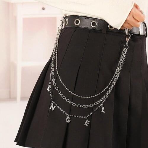 2021 New Fashion Letter Punk Trousers Chain Keychain for Women Pants Chain Multi Layer Belt Waist Chains Hip Hop Jewelry