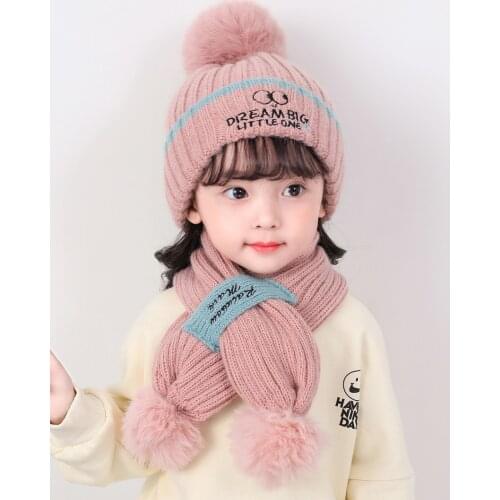 New Baby Hat Scarf Suit Autumn Winter Knitteed Kids Hat Scarf Set Cotton Girls And Boys Hats Neck Children Scarf 1-5 Years