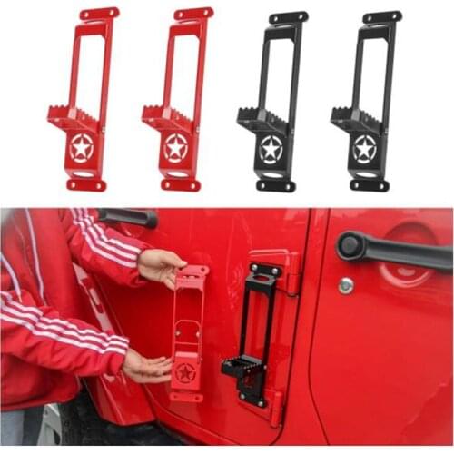 For 2007-2018 Jeep Wrangler JK JKU JL Unlimited Gladiators JT Car Doors Metal Step Plate AccessoriesDoor Hinge Step Foot Pedal