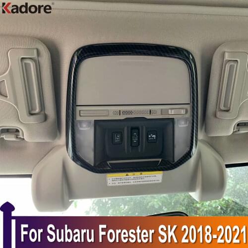 For Subaru Forester SK 2018 2019 2020 Interior Carbon Fiber Roof Front Reading Light Lamp Decoration Cover Trim Car Accessories