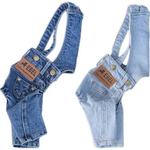 Dog Denim Jumpsuit for Small Dogs Fashion Pet Clothes Chihuahua Jeans Suit for Chihuahua Pug Summer Dog Costume for Puppy S-XXL