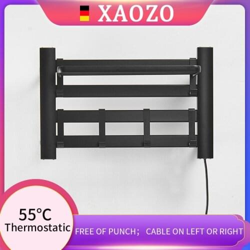Bathroom Electric bath towel warmer Heating Towel shelf rack Household Free of punch warm dryer shelf heated towel rail black