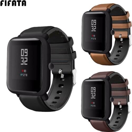 FIFATA 20mm 22mm Leather Band For Huami Amazfit Bip / Bip S / GTS / GTR / Pace / Stratos Smart Watch Bracelet Strap Wristband