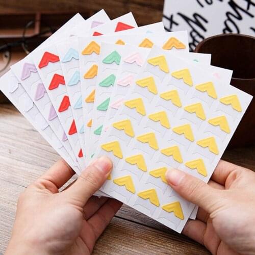 Hot Selling 9 Color Cartoon Cute Photo Corner Stickers For Diy Baby Photo Album Or Scrapbook Album 24pcs/sheet