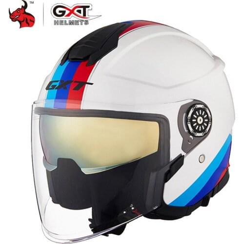 GXT Motorcycle Helmet Half Face ABS Motorbike Helmet Electric Safety Double Lens Helmet Moto Casque for Women Men Casco Moto