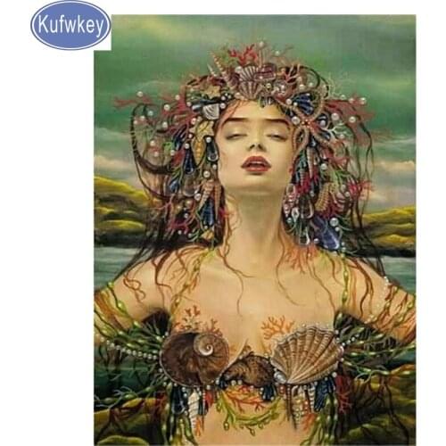 5d diy Diamond Embroidery sea woman diamond Painting rhinestones pictures Cross-Stitch Christmas-Gift Needlework Home Decor