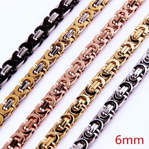 6mm Byzantine Style Necklaces for Men Women Solid Stainless Steel Chain Punk Hip-hop Boys Jewelry Accessories Choker Hot Sale