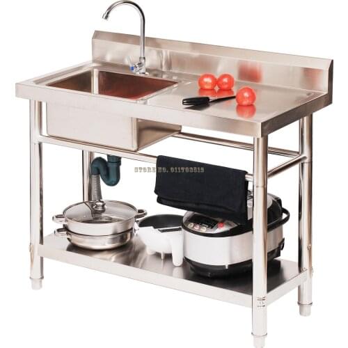 Commercial Stainless Steel Sink Sink Sink With Stand With Shelf Kitchen Household Countertop Integrated Sink