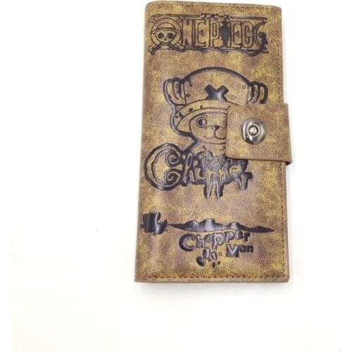 Anime One Piece Luffys Skull Khaki Synthetic Leather Wallet Tony Tony Chopper/Ace/Law Long Card Holder Purse With Button