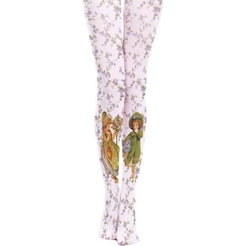 Idyllic Purple Flower Cute Little Girl Printing Pantyhose