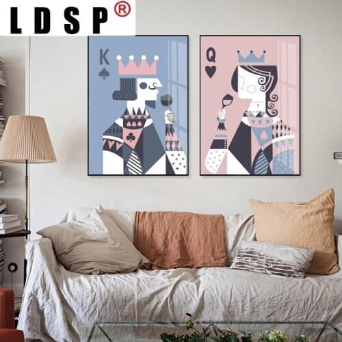 LDSP Abstract Poker Card King & Queen Drinking Canvas Painting Wall Art Posters Print Gallery Picture For Living Room Home Decor