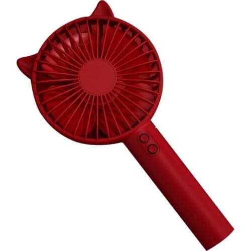 Cute Cartoon Handheld USB Rechargeable Fan With LED Light Cooler Portable 3 Speed Adjustable Desktop Cooling Fan