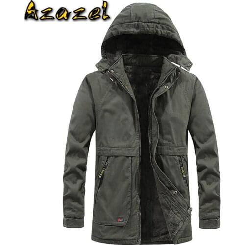 Mens Warm Hooded Jacket For Men Thick Velvet Padded Winter Coat Mens Fashion Long Coat To Keep Warm Fleece Collar Jacket Male