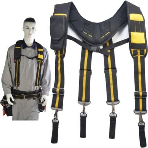 Men Work Tool X Type Padded Heavy Duty Braces Suspenders Can Hang Tool Pouch Reducing Weight Tooling Braces With 4 Support Loops