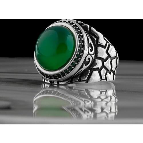 Original 925 sterling silver ring agate stone Jewelry Fashion Vintage Gift Onyx Aqeq zircon Mens Rings All Size rings 2021 trend