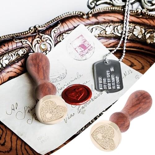 Retro Wax Seal Stamp Sealing Wax Seal Set Love Heart Wood Stamp Kits Replace Coppers Head Sollos Stempel Tools Post Decor 5G