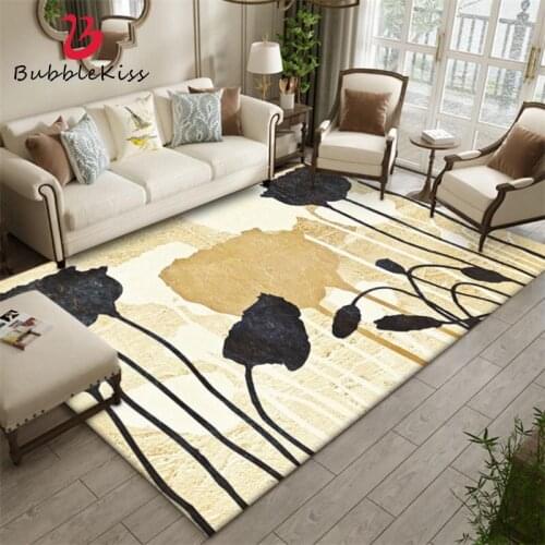 Bubble Kiss 2020 Nordic Style Black Gold Flower Pattern Rugs Home Customized Bedroom Decor Rug Kids Room Non-slip Floor Mat
