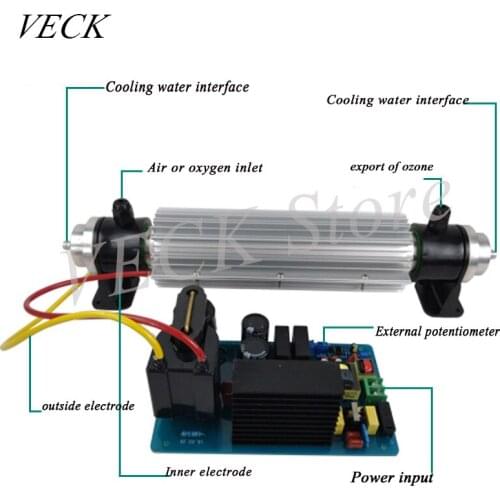 30G Ozone Tube Generator+ Power Farm Sewage Treatment Industrial Wastewater Decolorizing Deodorizer Accessories