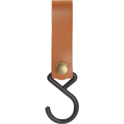 A447 Portable Outdoor Camping Multifunctional S-shaped Leather Storage Hook Keychain PU Hanging Buckle Triangle Shelf Hook