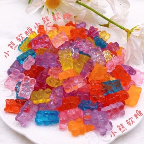 50Pcs 22X11mm Candy Color Gummy Mini Bear Charms for Making Cute Earrings Pendants Necklaces DIY Creative Jewelry Finding