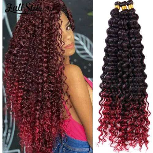 Full Star Curling Hair Curls Blonde Bundles 20 Inch Deep Wave Bundles Soft Super Long Hair Synthetic Crochet Braids