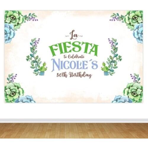 Custom Fiesta Flower Leaves Cactus Mexican background High quality Computer print party backdrops