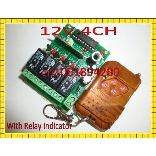12V 4CH Relay Wireless Remote Control Switch System+LED Indicator Momentary Toggle Latched ON OFF Switch for LED SMD Light Lamp