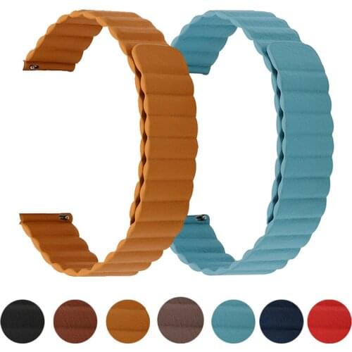 20mm 22mm Leather Strap for Samsung Galaxy Watch 3 41mm 45mm Band Magnetic Bracelet S3 S2 42/46mm Active 2 Gear Sport Wristbands