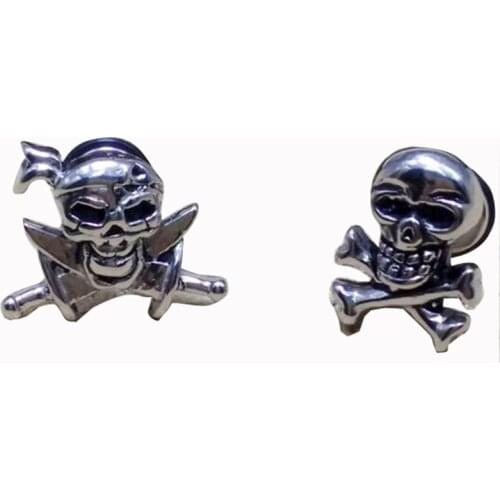 2 pieces Punk Rock Pirate Skull Stainless Steel Stud Earring Men Wing stud earrings Knife Skulls Ear Studs Body Piercing Jewelry