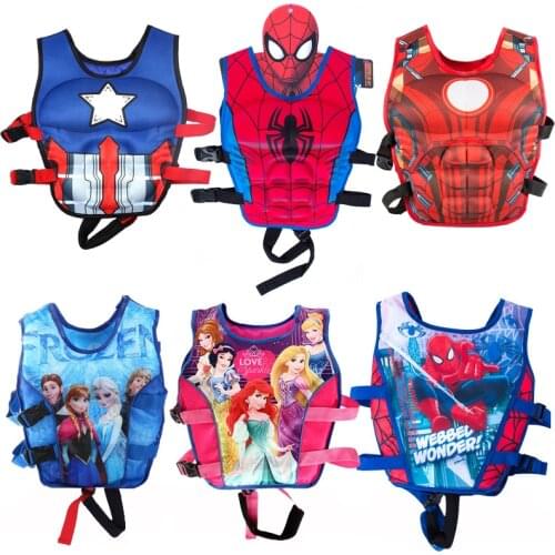 Children Life Waistcoats Cartoon Iron Man Spiderman Buoyancy Swimming Life Vest Frozen Elsa Princess Learning Foam Life Jacket