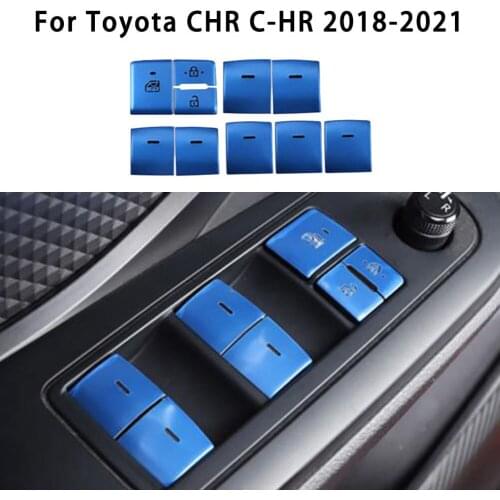 Aluminum Alloy Button Sticker For Toyota CHRr C-HR 2018-2021 Car Window Lift Button Switch Trim Auto Sticker Car Styling