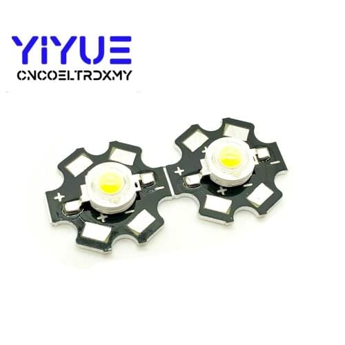 2pcs 1W 3W 5W High Power LED Beads Full Spectrum Pure White With 20mm Black Star PCB Heat sink Aluminum Substrate DIY lights