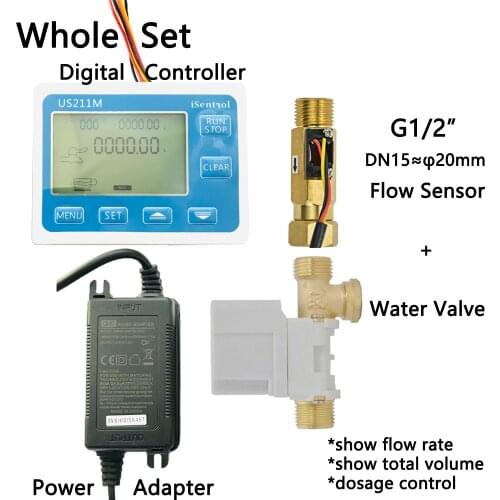 US211M-HS21TFV Dosage Machine Quantitative Controller Water Flow Meter Sensor Reader with USC-HS21TF 1-30L/min 24V Displayer
