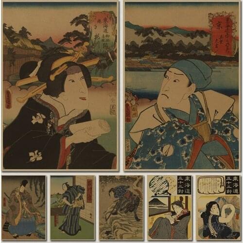 Ukiyoe Painting Maid Vintage Kraft Paper Movie Poster Home Decoration Garage Wall Decor Art Retro Prints