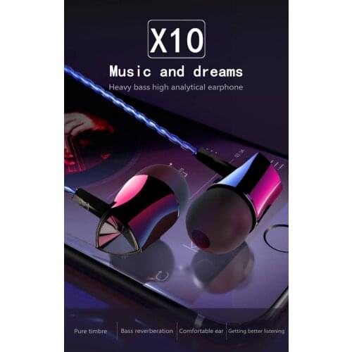 X10 3.5mm Wired Subwoofer Headset In Ear Earphone Stereo Sports Waterproof Earbuds Headset Wired With Mic For Xiaomi / IPhone