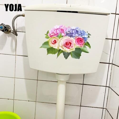 YOJA 25×17.1CM Painted Roses Romantic Bedroom Wall Decoration Hydrangea Toilet WC Decor Decals T1-3061