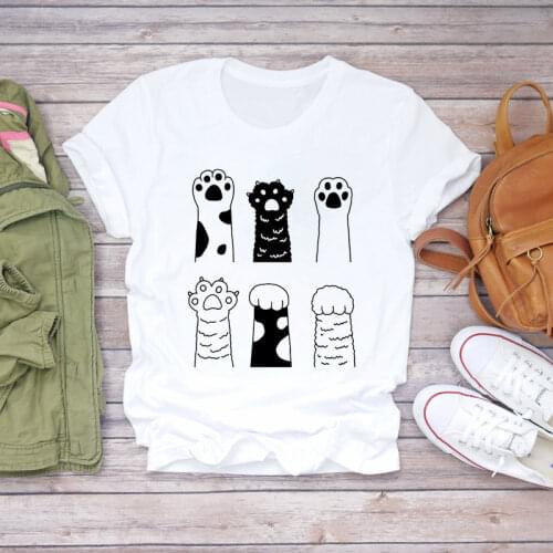 Women’s T-shirts Bee Busy Day Cat Cartoon Printing Women Clothing Summer Graphic T Shirts Aesthetic Tee Top